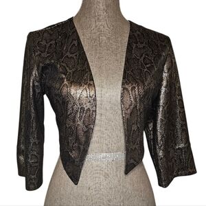 Cache Metallic Snakeskin Cropped Jacket - Vintage Y2K - Women's Size M/L